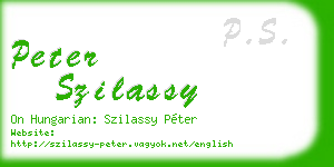 peter szilassy business card